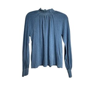 Sundry for Evereve Blue Pima Cotton Smocked Top | Size 1 S L13